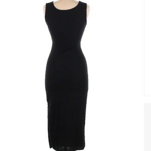Black Midi Dress with Cross Back & Leg Slit